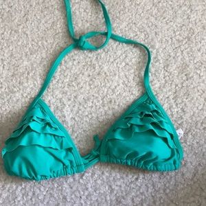 Green ruffle bikini top
